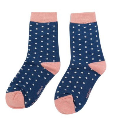 Girls Spotty Socks Navy-6259
