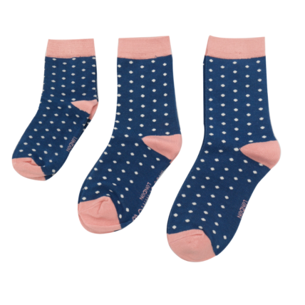 Girls Spotty Socks Navy-6260