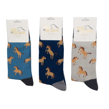 Men's Wild Horses Socks Blue-6439
