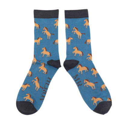 Men's Wild Horses Socks Blue-0