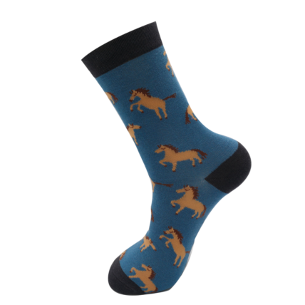 Men's Wild Horses Socks Blue-6438