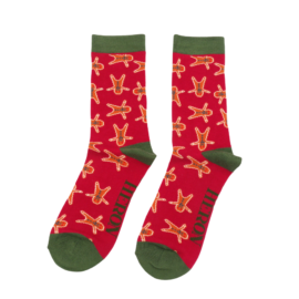 Men's Gingerbread Men Socks Dark Red-0