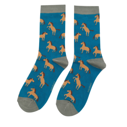 Wild Horses Socks Teal-0