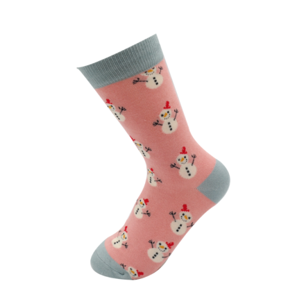 Little Snowmen Socks Dusky Pink-6435