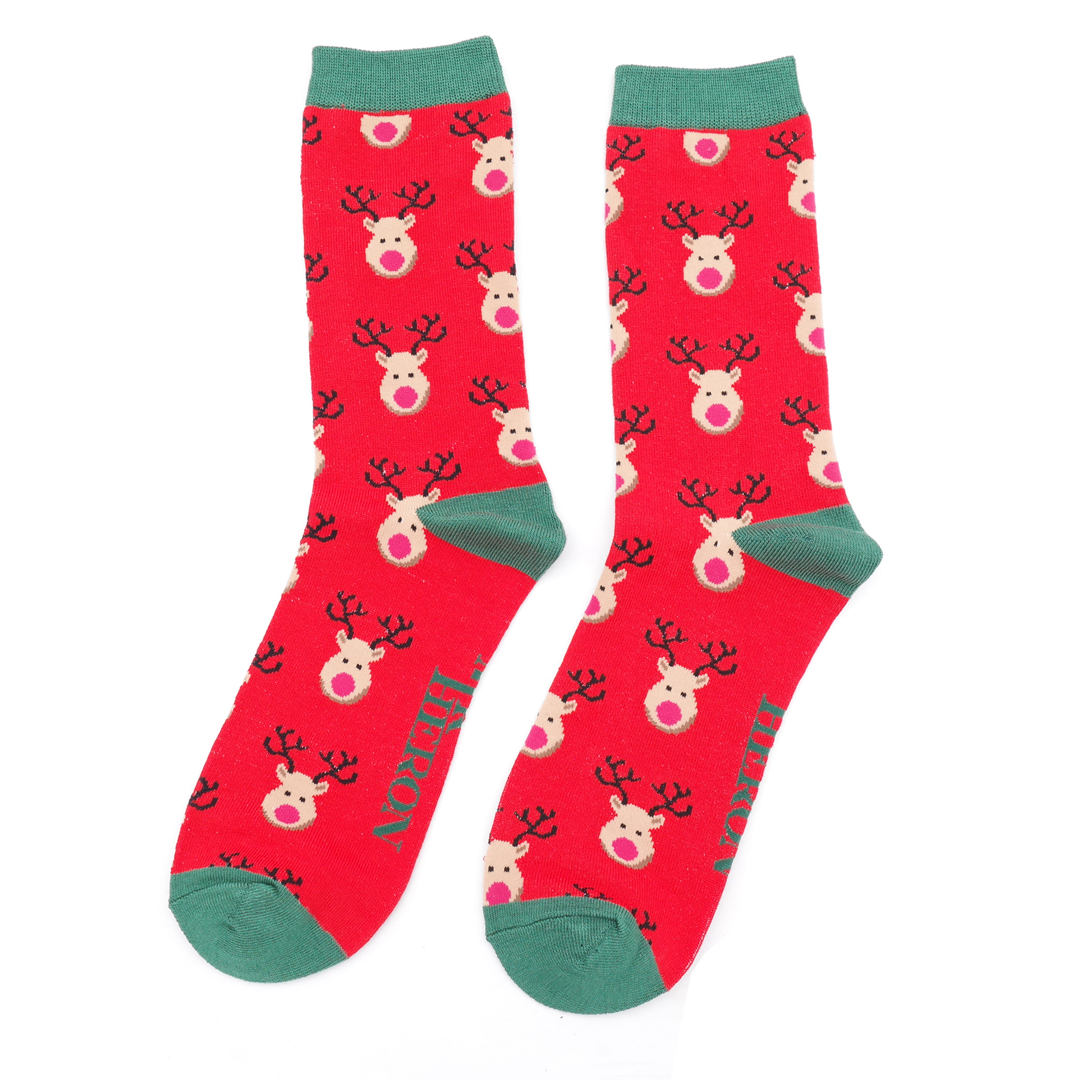 Men's Reindeer Socks Red - Miss Sparrow