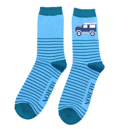 Men's Jeep & Stripes Socks Light Blue - Miss Sparrow