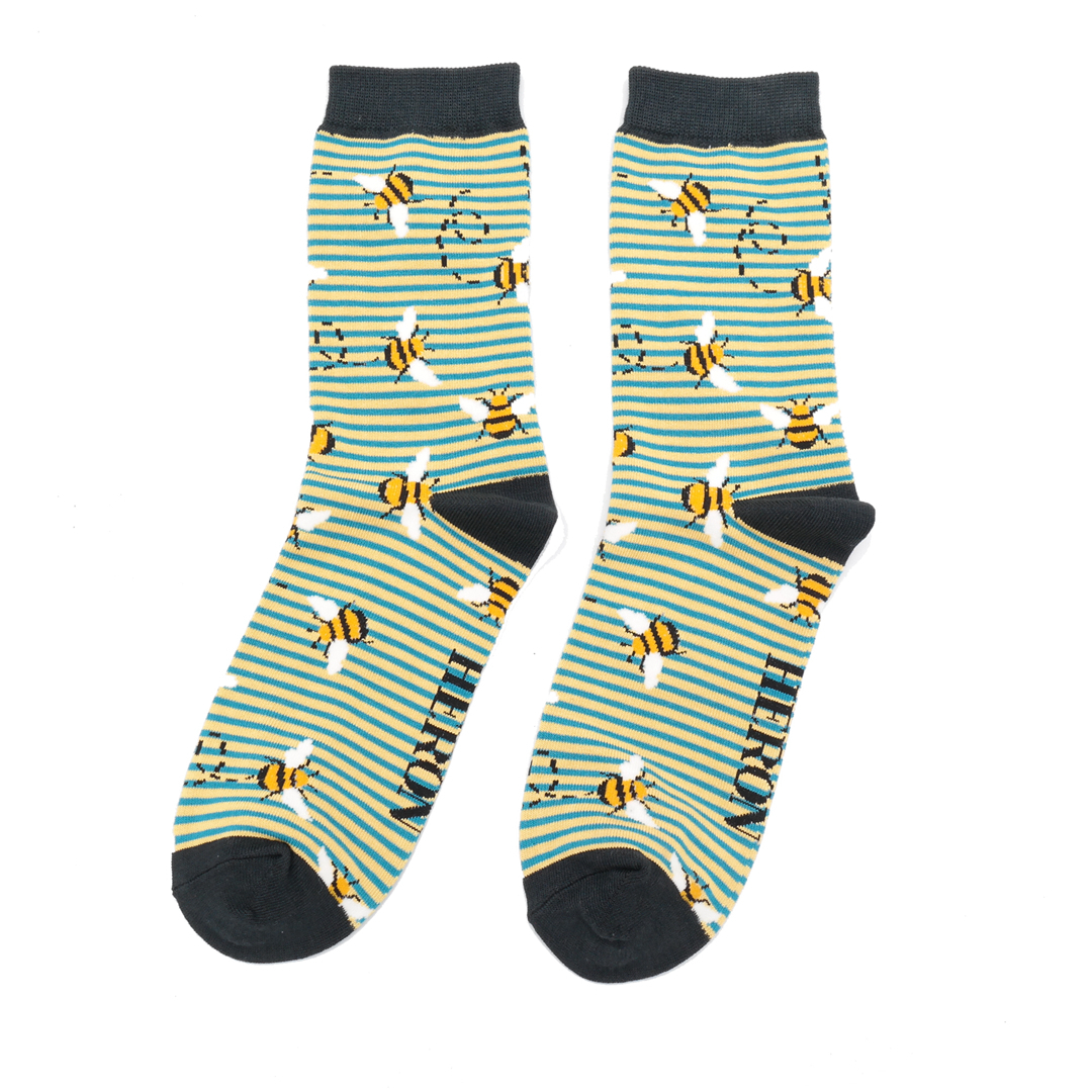 Men's Bees Stripes Yellow&Teal - Miss Sparrow