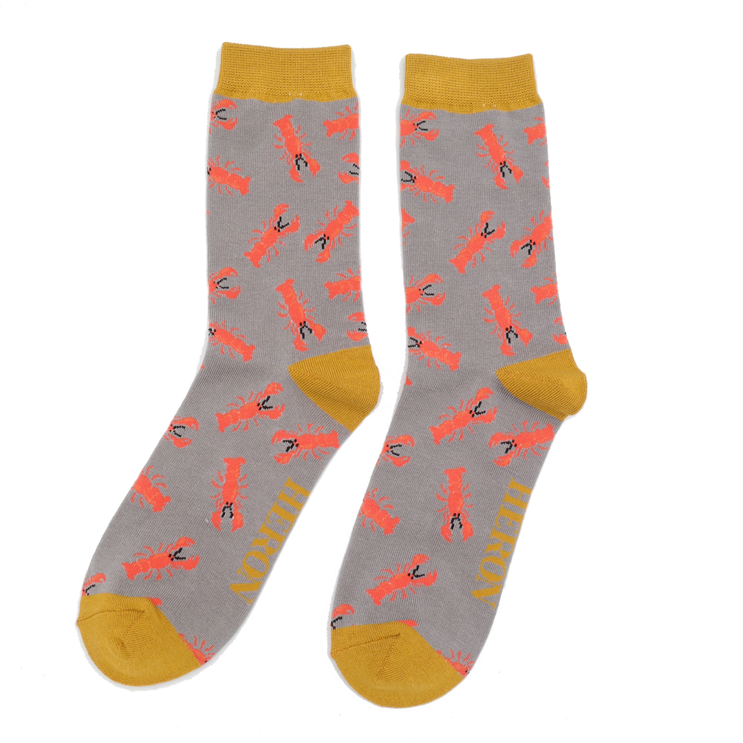 Men's Red Lobsters Socks Grey - Miss Sparrow