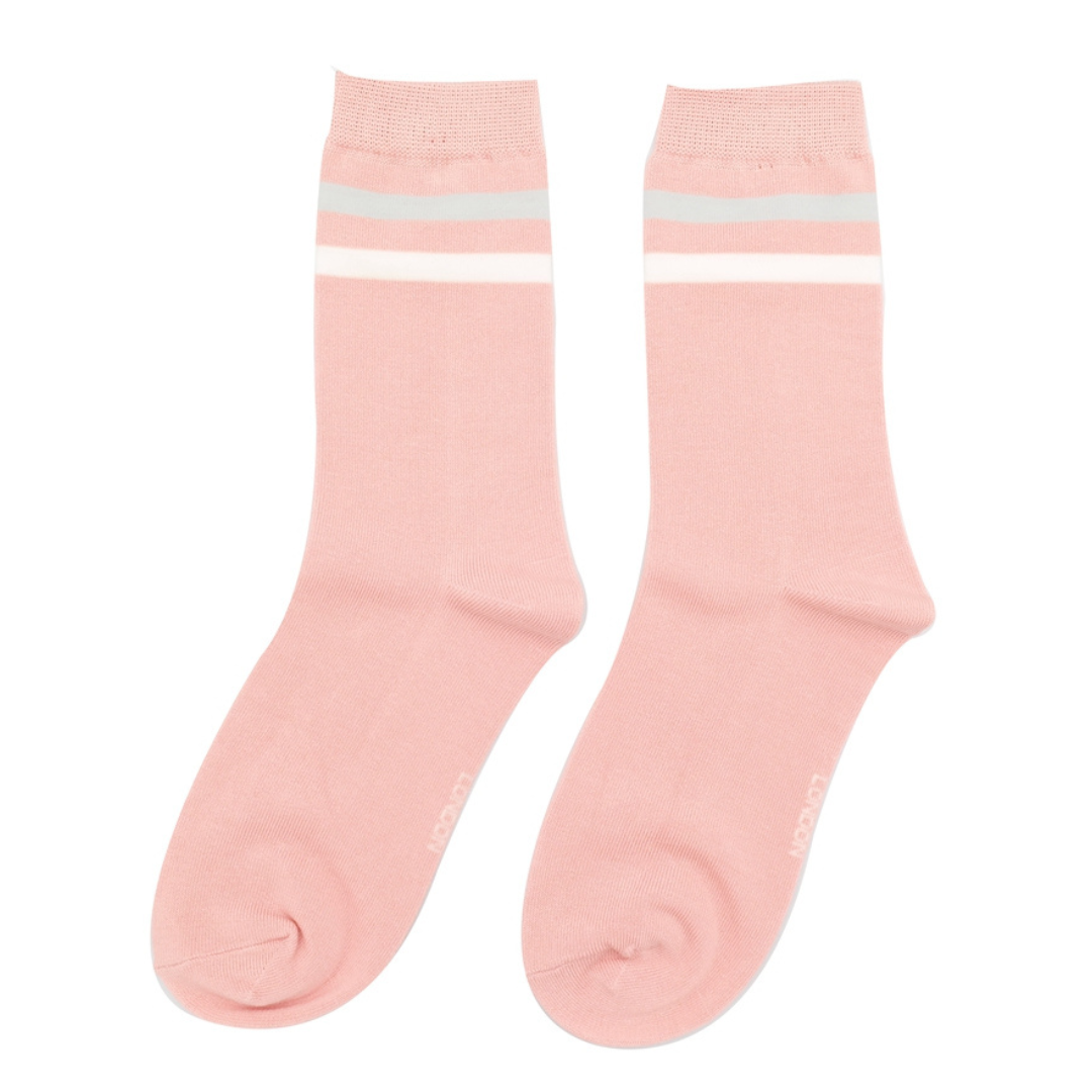 Sport Stripes Socks Dusky Pink - Miss Sparrow