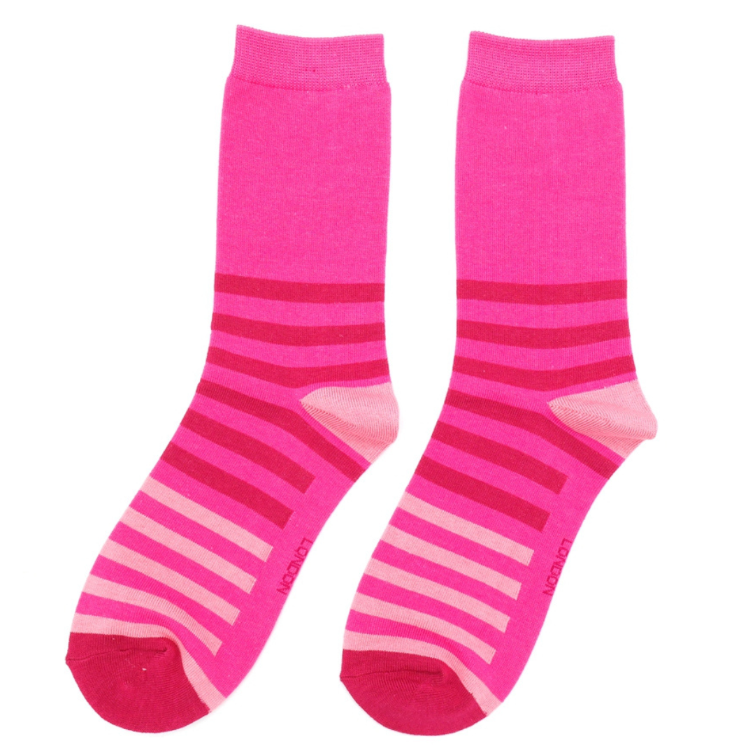 Tonal Stripes Socks Hot Pink - Miss Sparrow