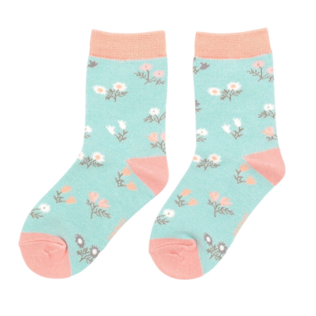 Girls Dainty Floral Duck Egg - Miss Sparrow