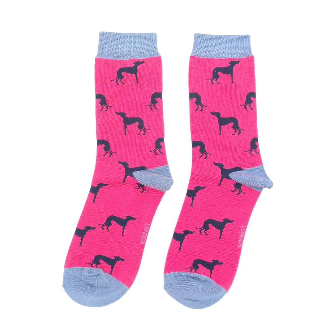 Cute Greyhounds Socks Hot Pink - Miss Sparrow