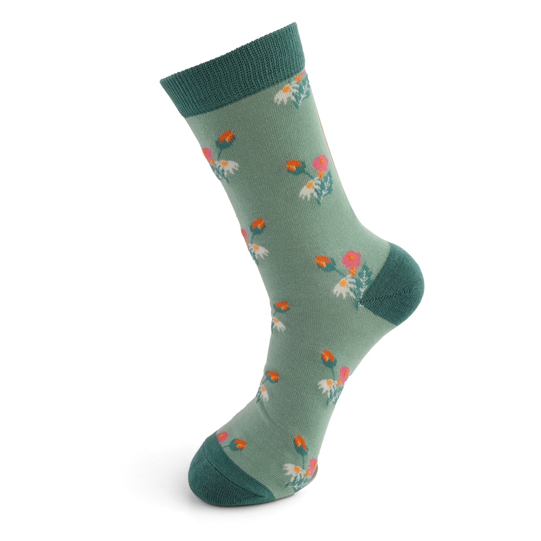 Mini Floral Socks Duck Egg - Miss Sparrow