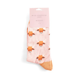 Highland Cows Socks Dusky Pink - Miss Sparrow