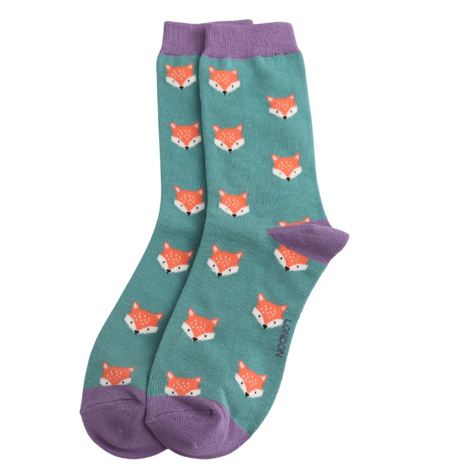 Fox Faces Socks Green
