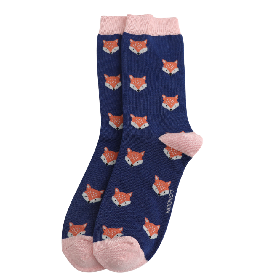 Fox Faces Socks Navy