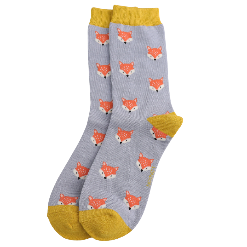 Fox Faces Socks Powder Blue