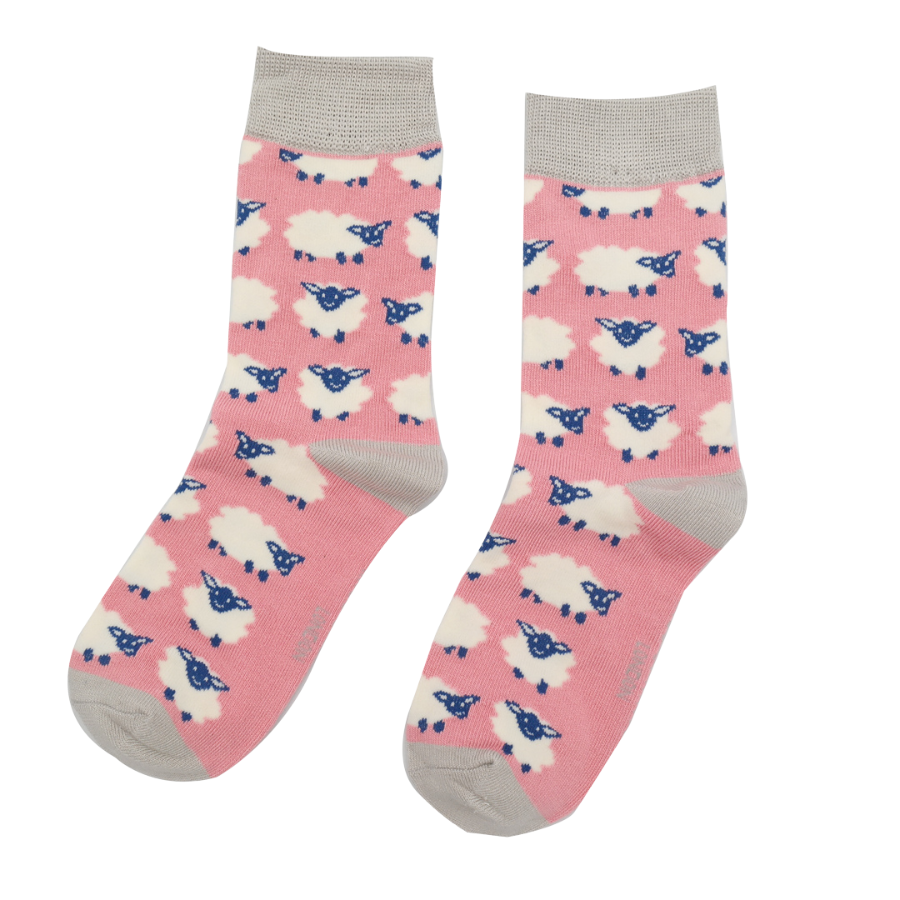 Girls Sheep Socks Dusky Pink 7-9Y